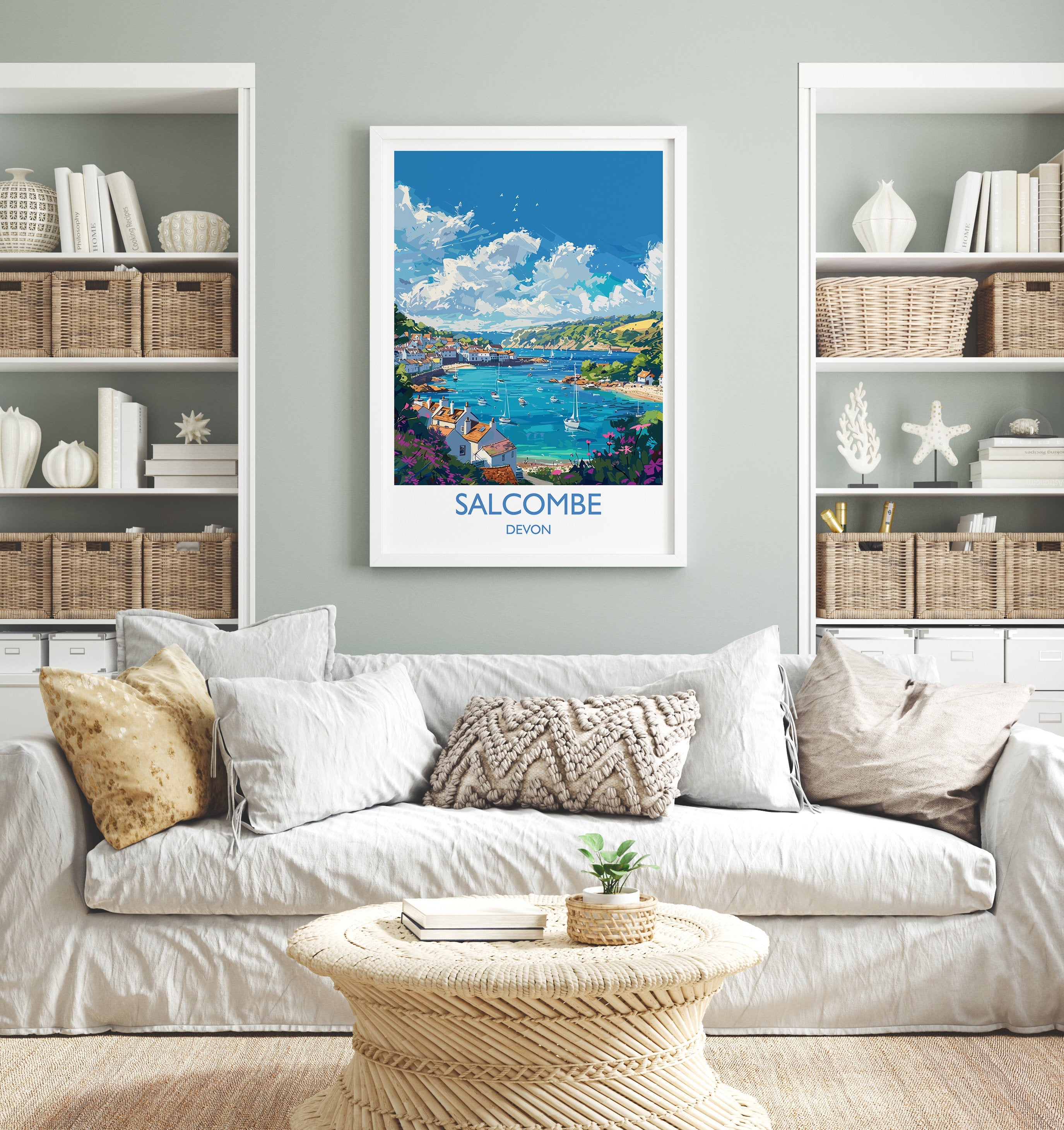 Salcombe Travel Print, Travel Poster of Salcombe, England, Devon Art, Salcombe Art Lovers Gift, Wall Art Print NQ Media Designs