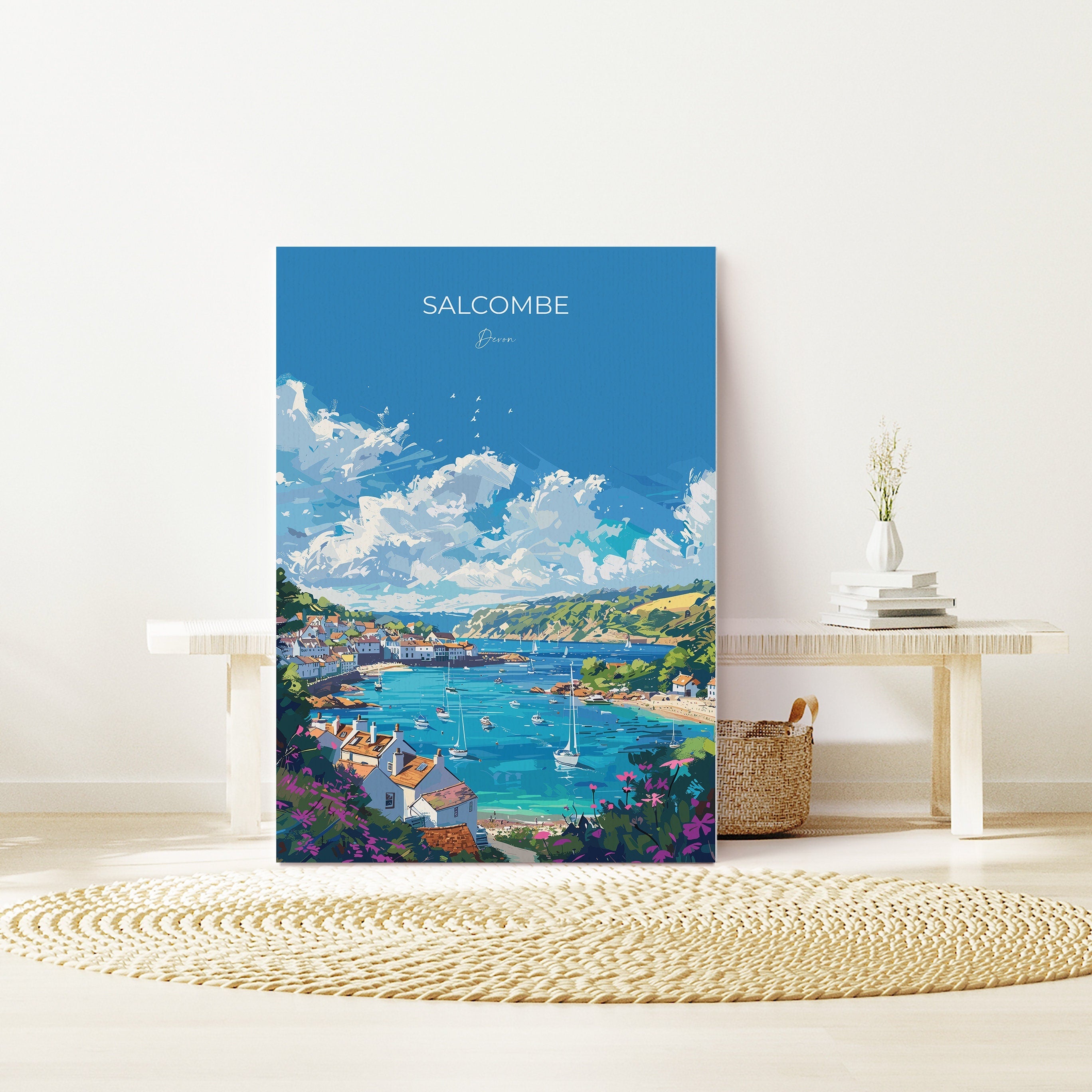 Salcombe Travel Poster, Travel Print of Salcombe, England, Devon Art, Salcombe Art Lovers Gift, Wall Art Print NQ Media Designs