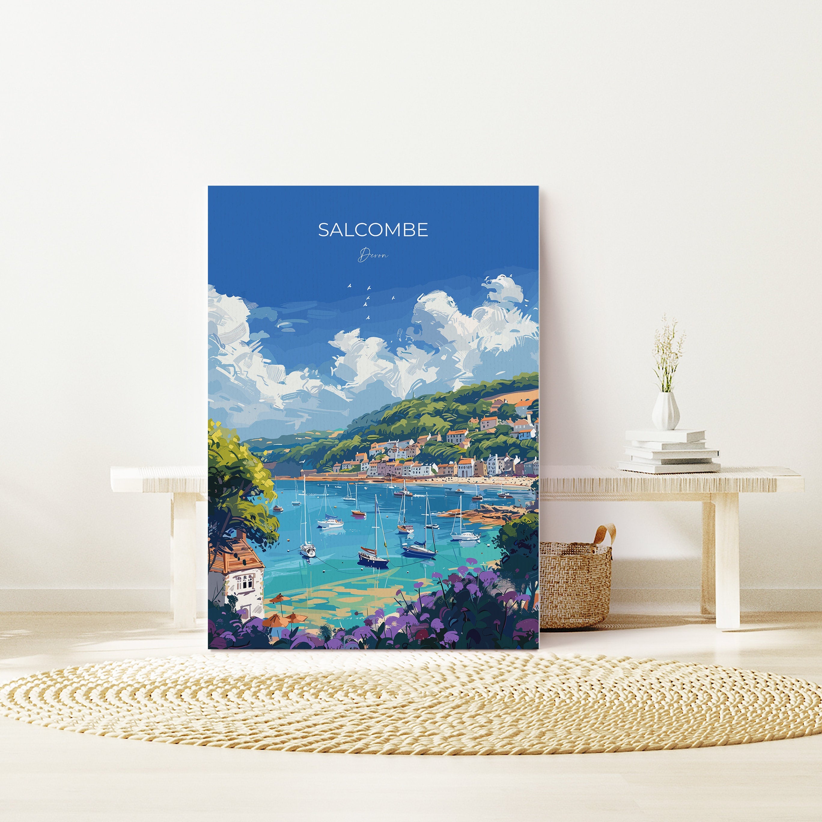 Salcombe Travel Poster, Travel Print of Salcombe, England, Devon Art, Salcombe Art Lovers Gift, Wall Art Print NQ Media Designs