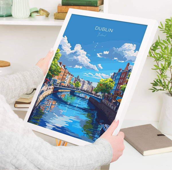 Dublin Print Wall Art, Travel Poster of Dublin, Ireland, Dublin Art Lovers Gift, Travel Wall Decor Gift