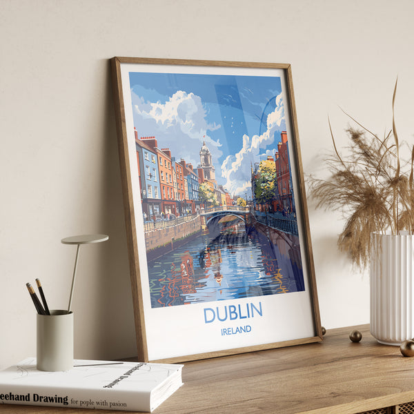 Dublin Poster Wall Art, Travel Print of Dublin, Ireland, Dublin Art Lovers Gift, Travel Wall Decor Gift