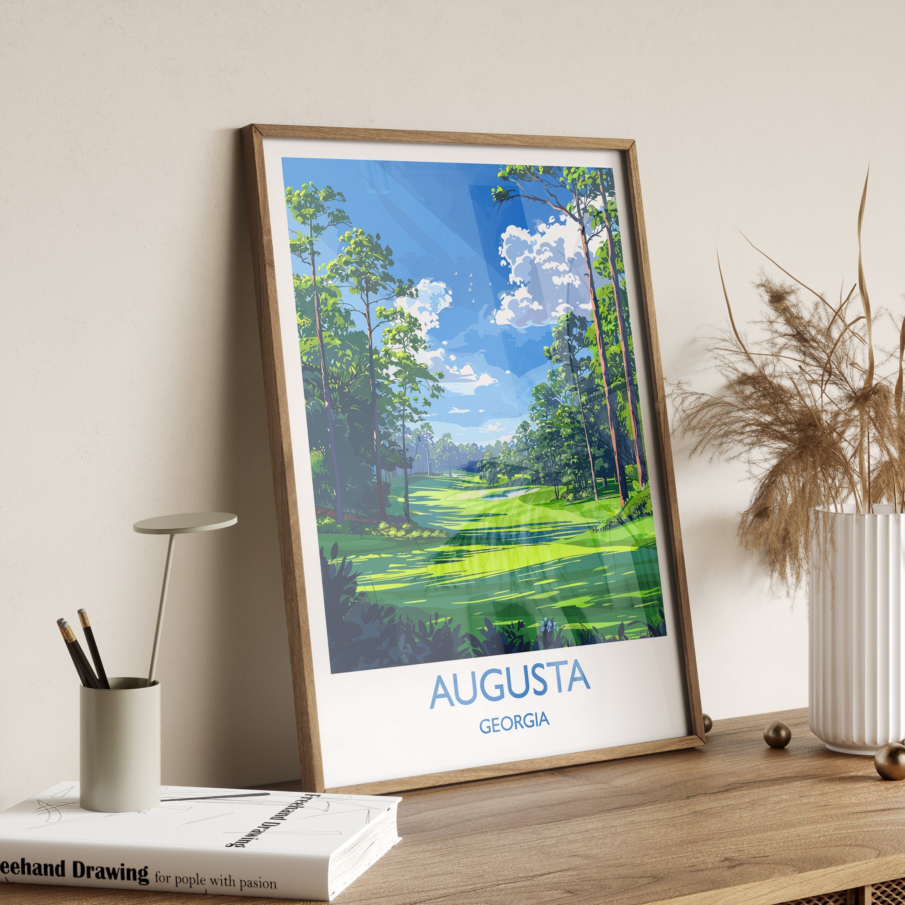 Augusta National Travel Print, Travel Poster of Augusta National Golf Course, Masters Poster, Augusta National Art Lovers Gift, USA Gift NQ Media Designs