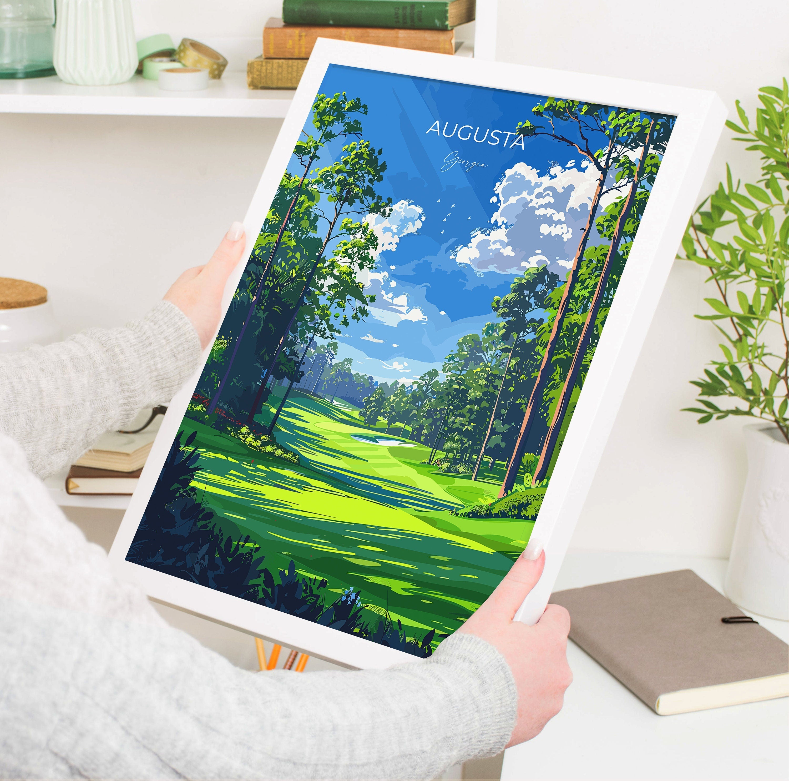 Augusta National Travel Poster, Travel Print of Augusta National Golf Course, Masters Poster, Augusta National Art Lovers Gift, USA Gift NQ Media Designs