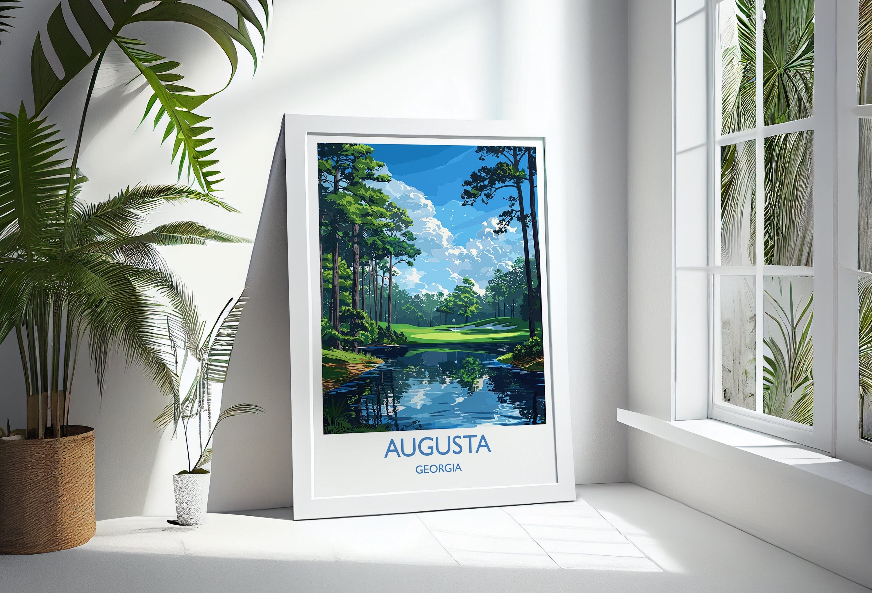 Augusta National Travel Print, Travel Poster of Augusta National Golf Course, Masters Poster, Augusta National Art Lovers Gift, USA Gift NQ Media Designs