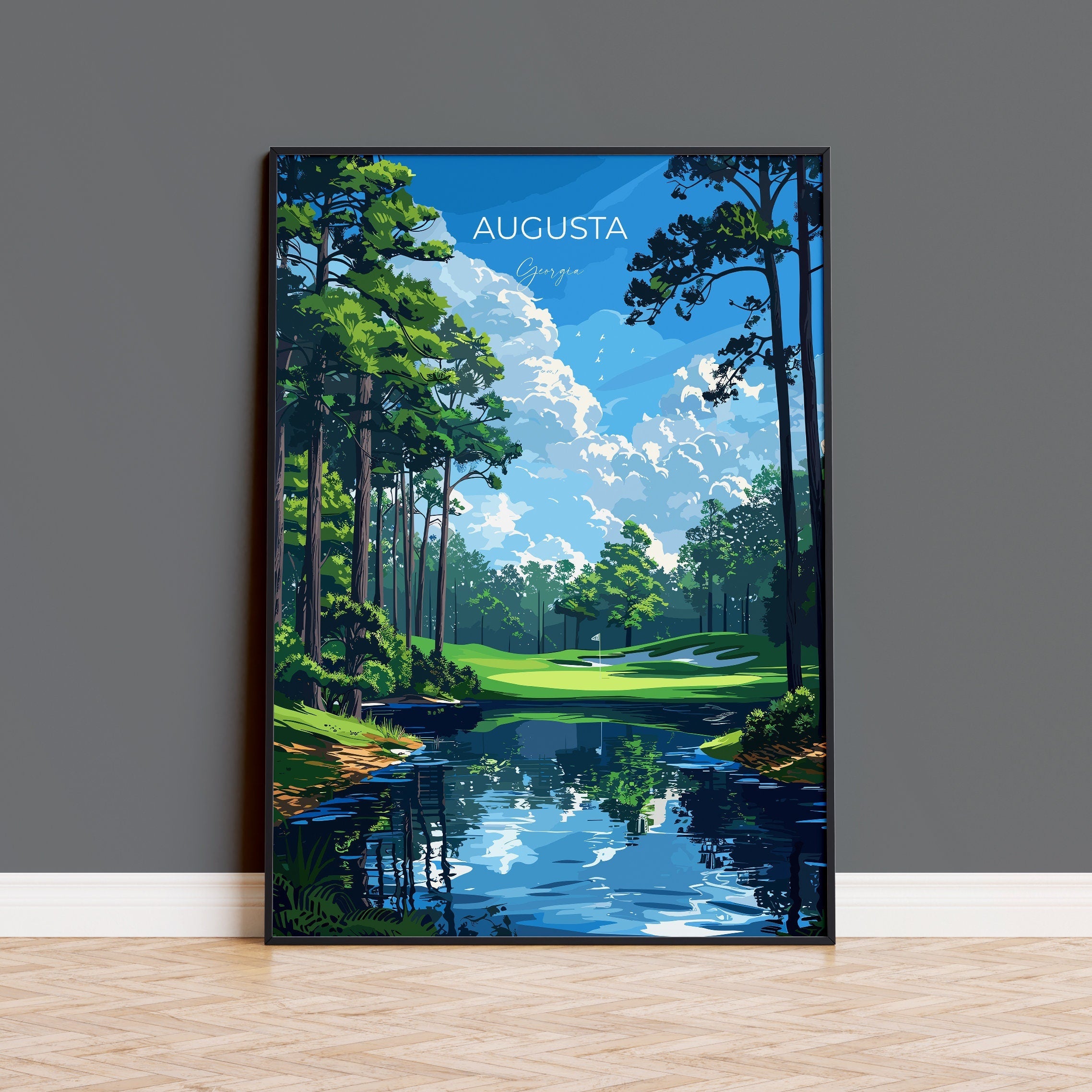 Augusta National Travel Poster, Travel Print of Augusta National Golf Course, Masters Poster, Augusta National Art Lovers Gift, USA Gift NQ Media Designs