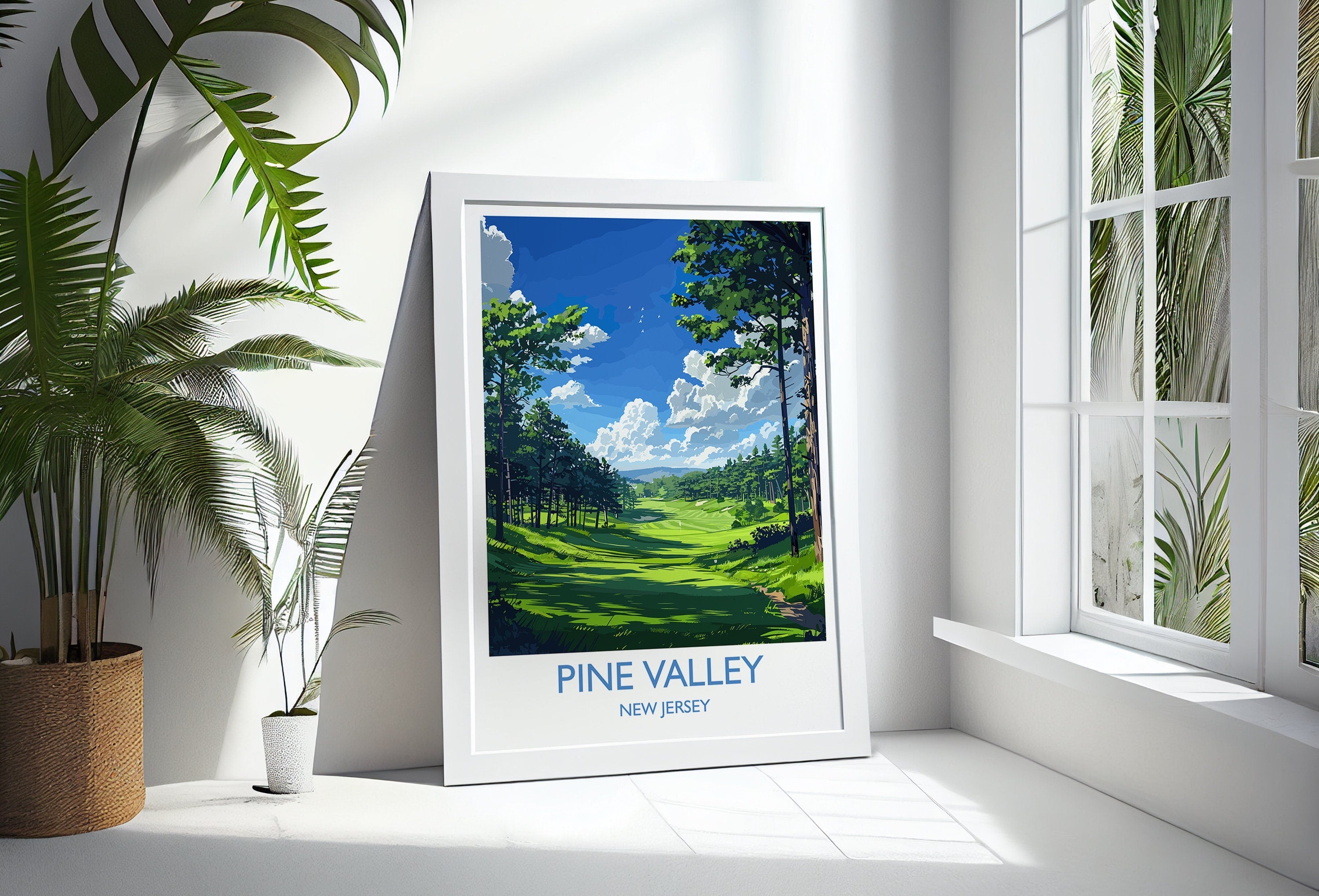 Pine Valley Travel Print, Travel Poster of Pine Valley Golf Course, Pine Valley Art Lovers Gift, New Jersey USA art, Birthday Gift NQ Media Designs