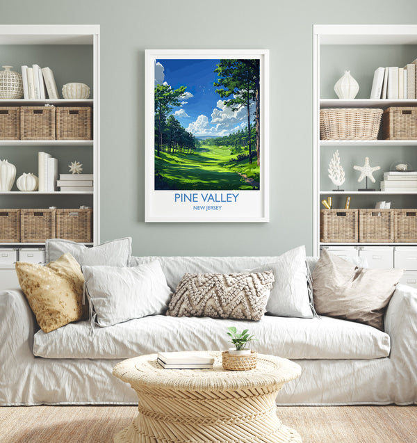 Pine Valley Travel Print, Travel Poster of Pine Valley Golf Course, Pine Valley Art Lovers Gift, New Jersey USA art, Birthday Gift