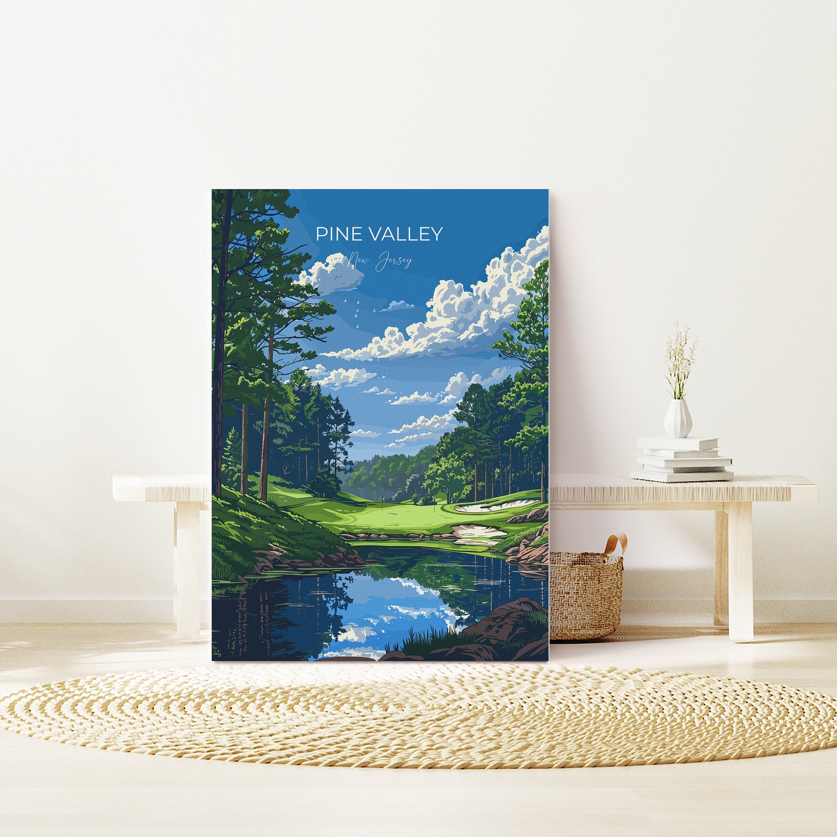 Pine Valley Travel Poster, Travel Print of Pine Valley Golf Course, Pine Valley Art Lovers Gift, New Jersey USA art, Wedding Gift NQ Media Designs