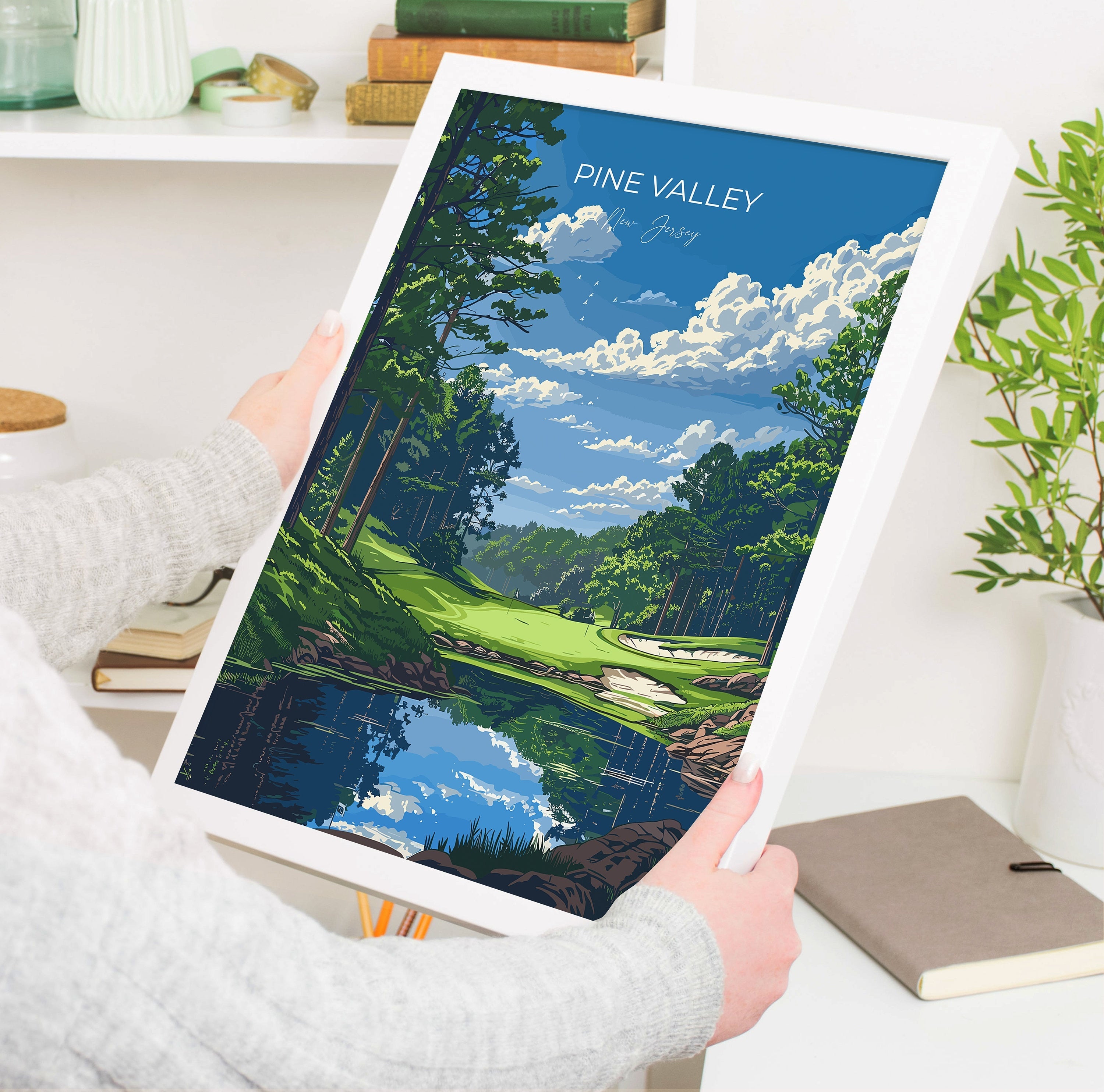 Pine Valley Travel Poster, Travel Print of Pine Valley Golf Course, Pine Valley Art Lovers Gift, New Jersey USA art, Wedding Gift NQ Media Designs
