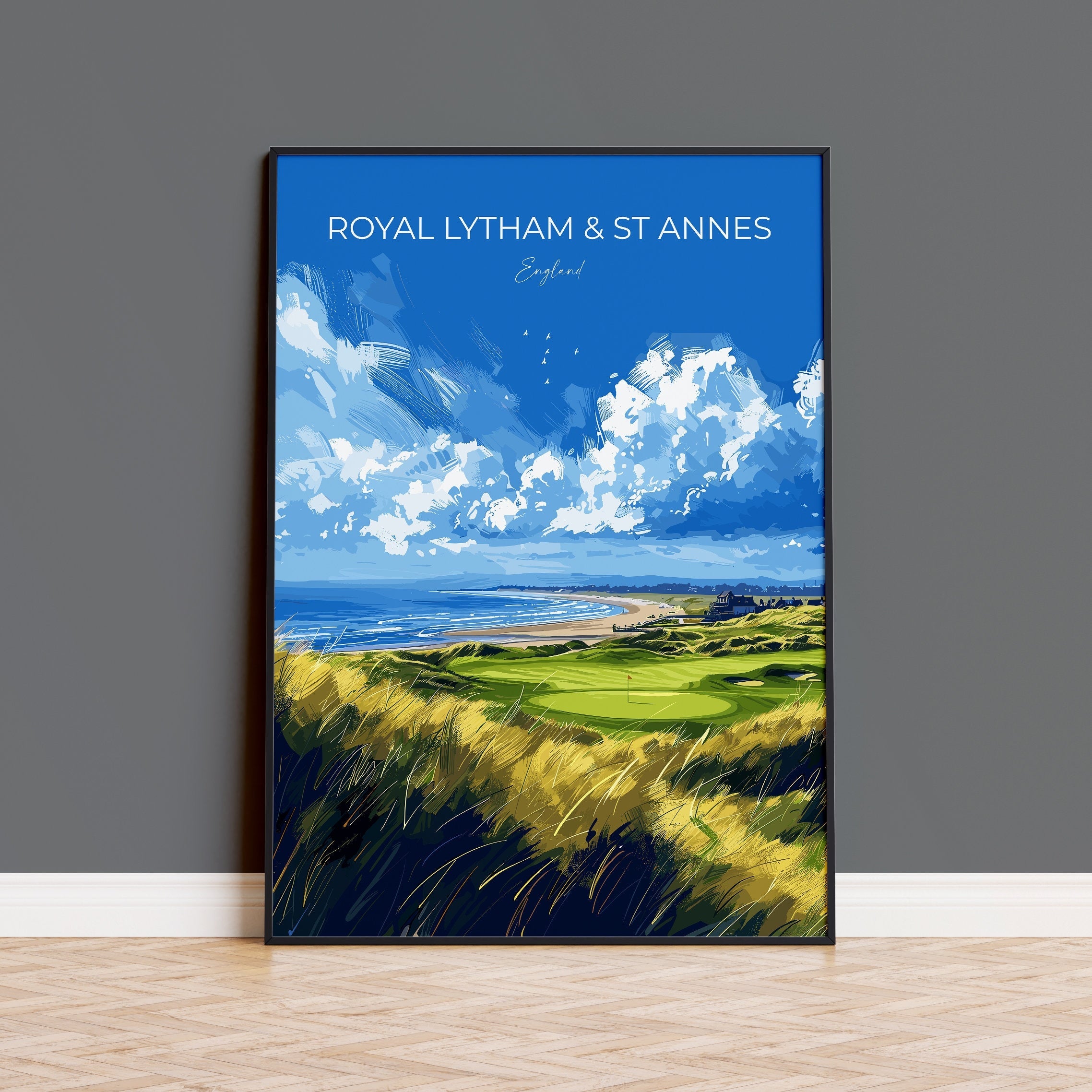 Royal Lytham & St Annes Travel Poster, Travel Print of Royal Lytham Golf Course, Royal Lytham Art Lovers Gift, Birthday Gift NQ Media Designs