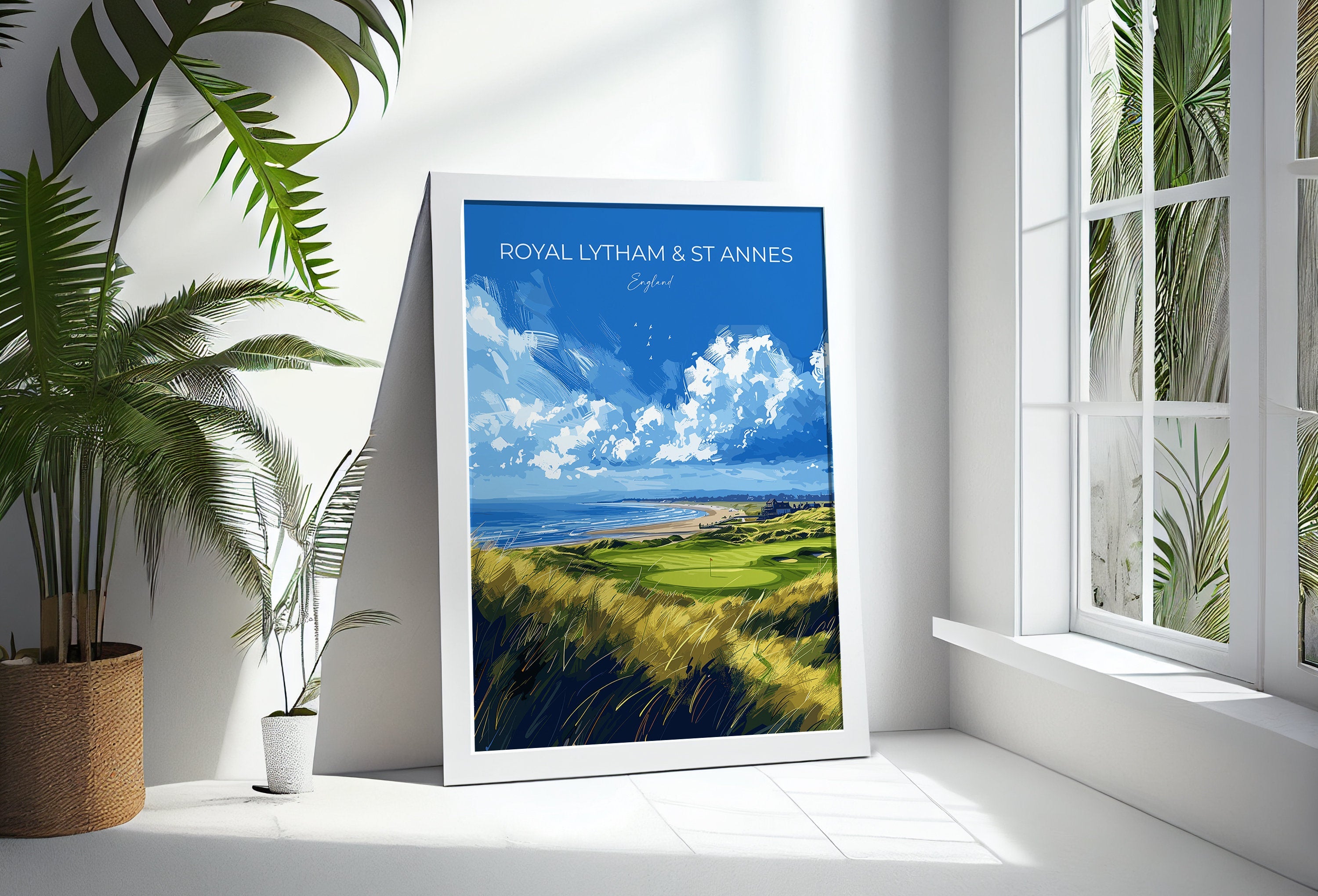 Royal Lytham & St Annes Travel Poster, Travel Print of Royal Lytham Golf Course, Royal Lytham Art Lovers Gift, Birthday Gift NQ Media Designs
