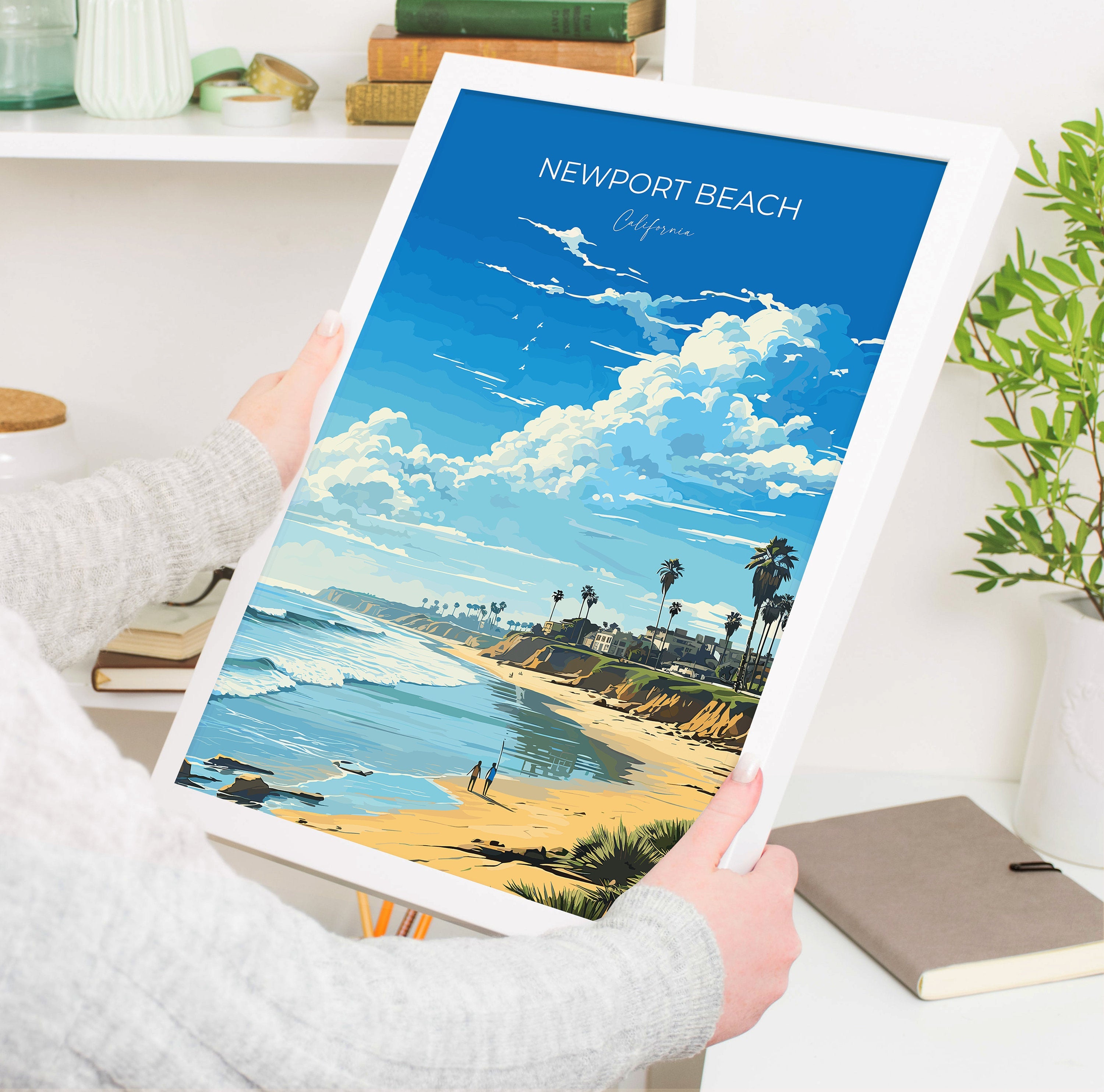 Newport Beach Travel Poster, Travel Print of Newport Beach, California, Newport Beach Art Lovers Gift, USA Gift, Wall Art Print NQ Media Designs