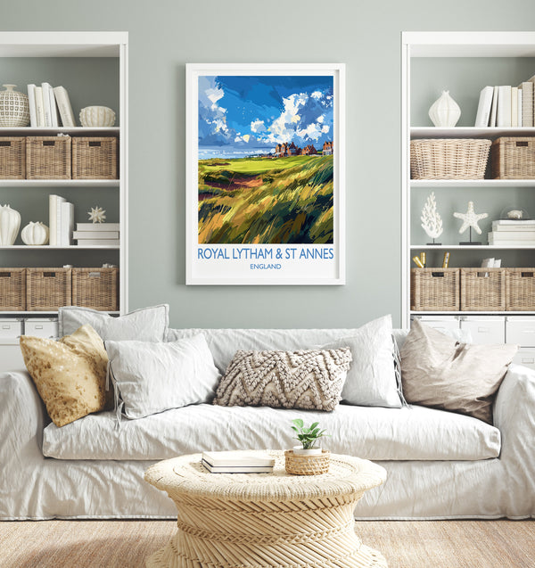 Royal Lytham & St Annes Travel Print, Travel Poster of Royal Lytham Golf Course, Royal Lytham Art Lovers Gift, Birthday Gift