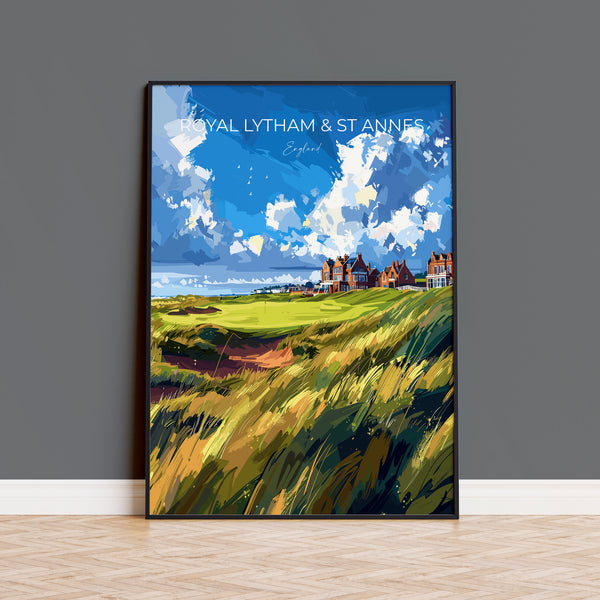 Royal Lytham & St Annes Travel Poster, Travel Print of Royal Lytham Golf Course, Royal Lytham Art Lovers Gift, Birthday Gift