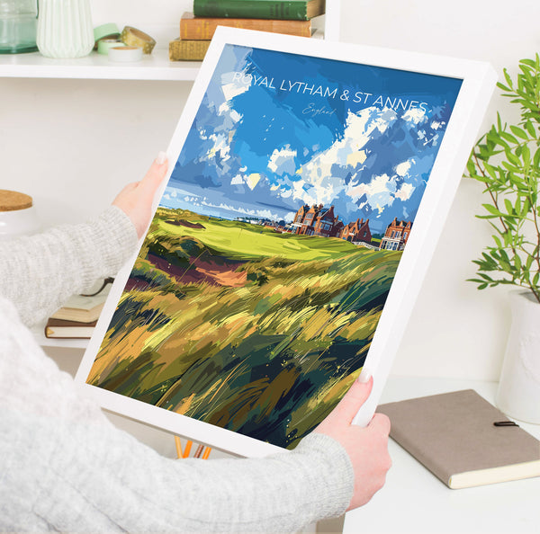 Royal Lytham & St Annes Travel Poster, Travel Print of Royal Lytham Golf Course, Royal Lytham Art Lovers Gift, Birthday Gift