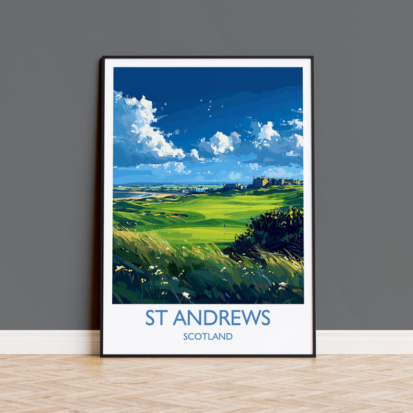 St Andrews Travel Poster Wall Art, Travel Print of St Andrews, Scotland, St Andrews Golf Art Lovers Gift, St Andrews Gift