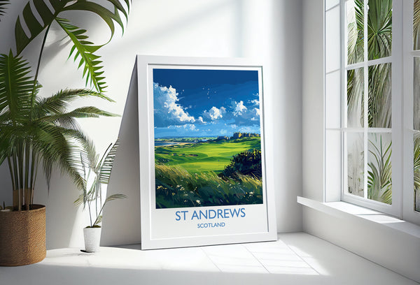 St Andrews Travel Poster Wall Art, Travel Print of St Andrews, Scotland, St Andrews Golf Art Lovers Gift, St Andrews Gift