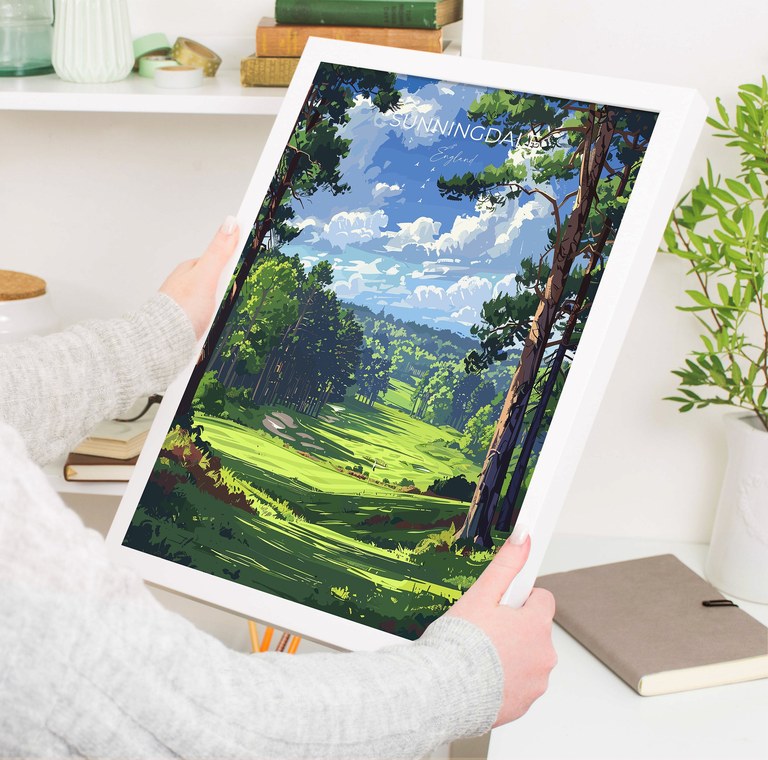 Sunningdale Travel Poster, Travel Print of Sunningdale Golf Course, Sunningdale Art Lovers Gift, Berkshire, Birthday Gift NQ Media Designs