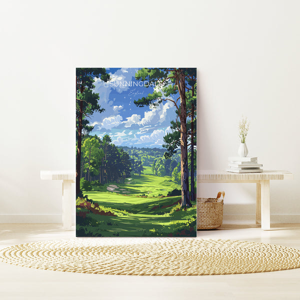 Sunningdale Travel Poster, Travel Print of Sunningdale Golf Course, Sunningdale Art Lovers Gift, Berkshire, Birthday Gift