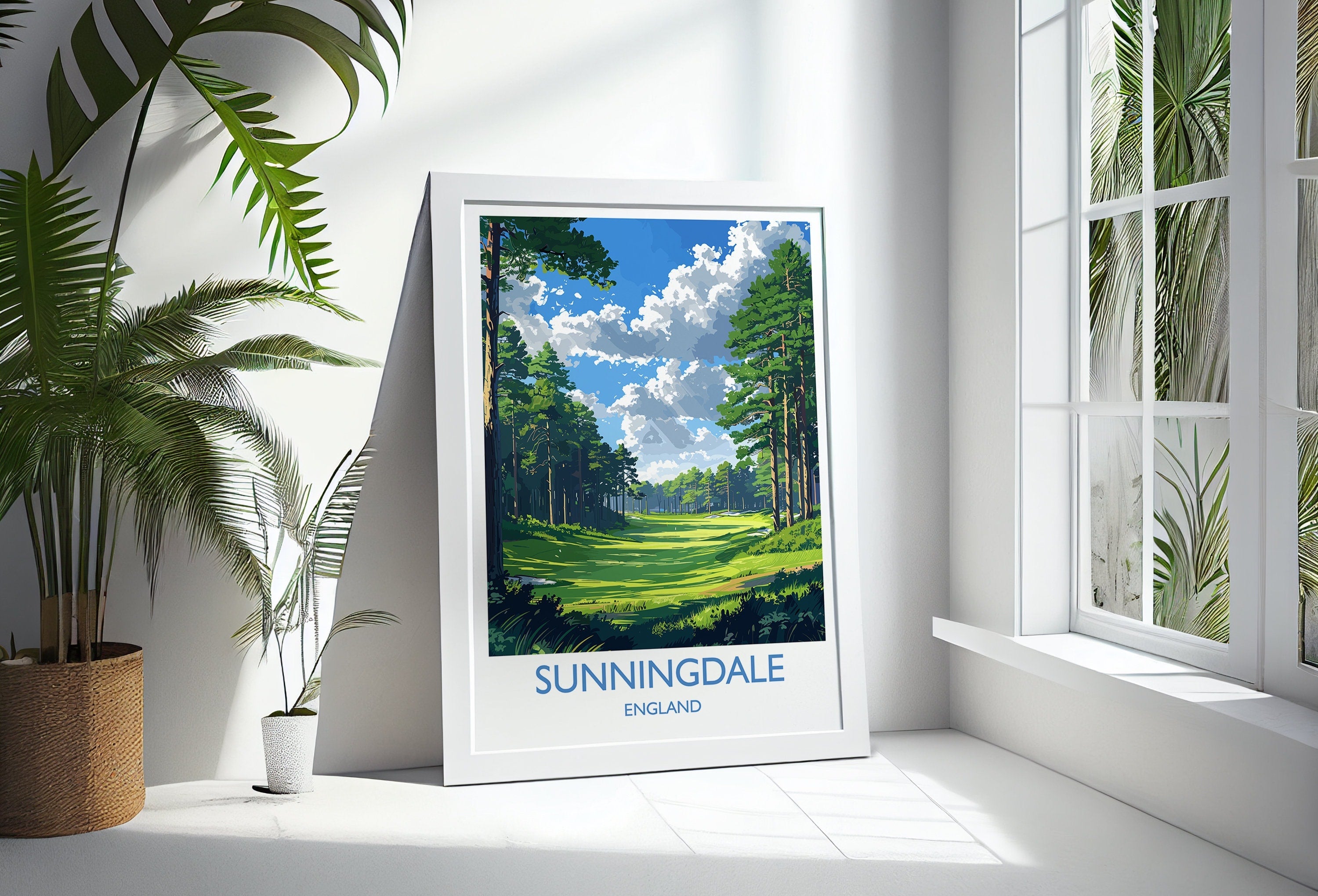 Sunningdale Travel Print, Travel Poster of Sunningdale Golf Course, Sunningdale Art Lovers Gift, Berkshire, Birthday Gift NQ Media Designs