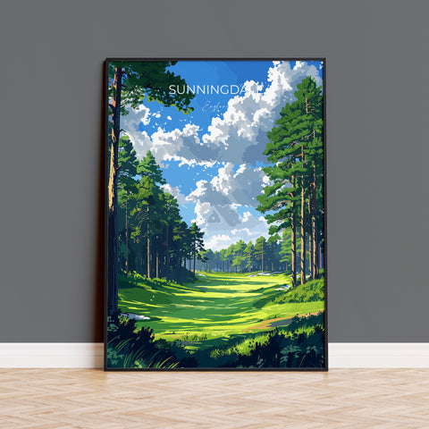 Sunningdale Travel Poster, Travel Print of Sunningdale Golf Course, Sunningdale Art Lovers Gift, Berkshire, Birthday Gift