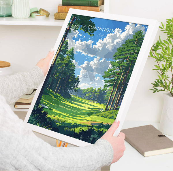 Sunningdale Travel Poster, Travel Print of Sunningdale Golf Course, Sunningdale Art Lovers Gift, Berkshire, Birthday Gift