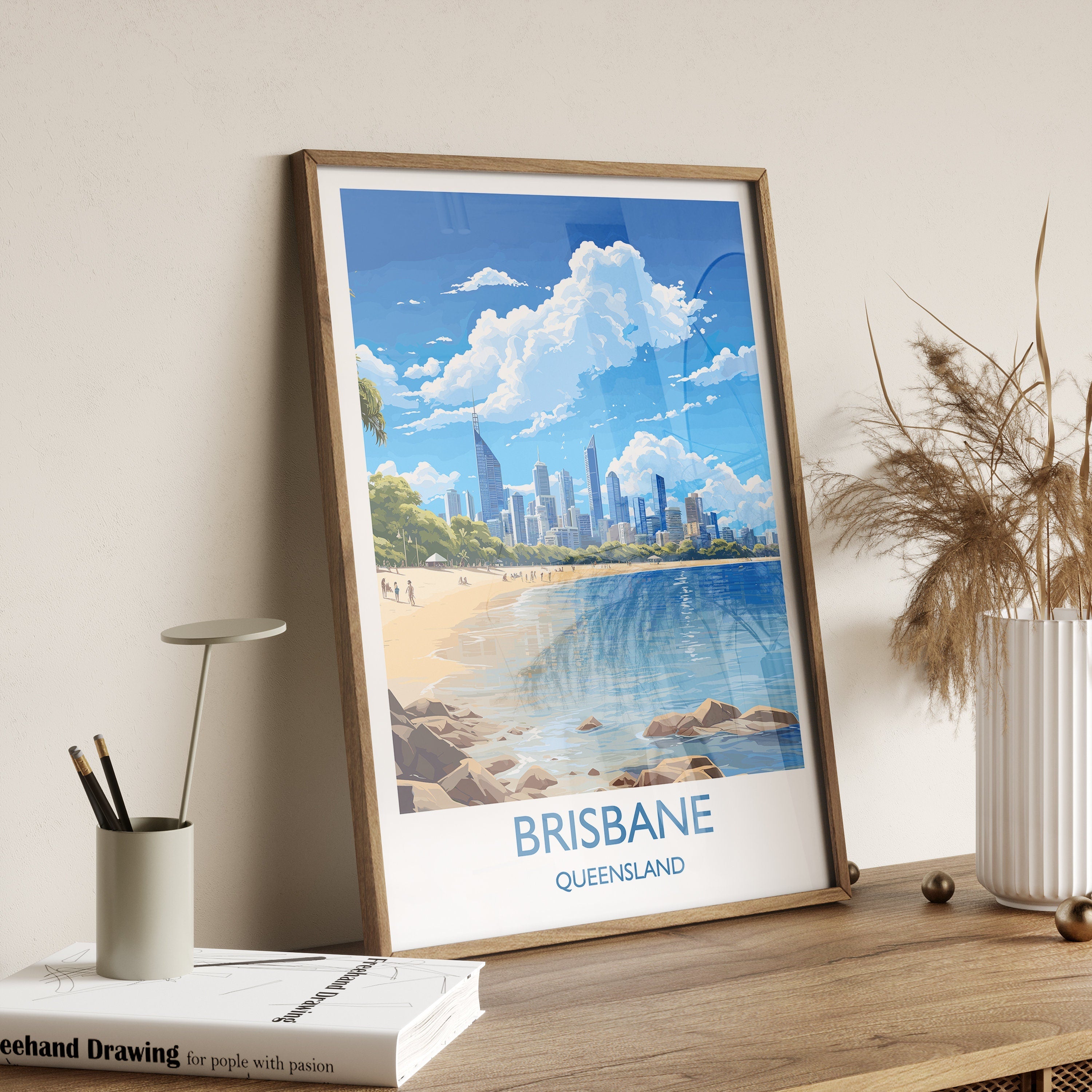 Brisbane Travel Print, Travel Poster of Brisbane , Queensland Art, Australia Art Lovers Gift, Brisbane Wall Art NQ Media Designs