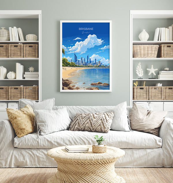 Brisbane Travel Poster, Travel Print of Brisbane , Queensland Art, Australia Art Lovers Gift, Brisbane Wall Art