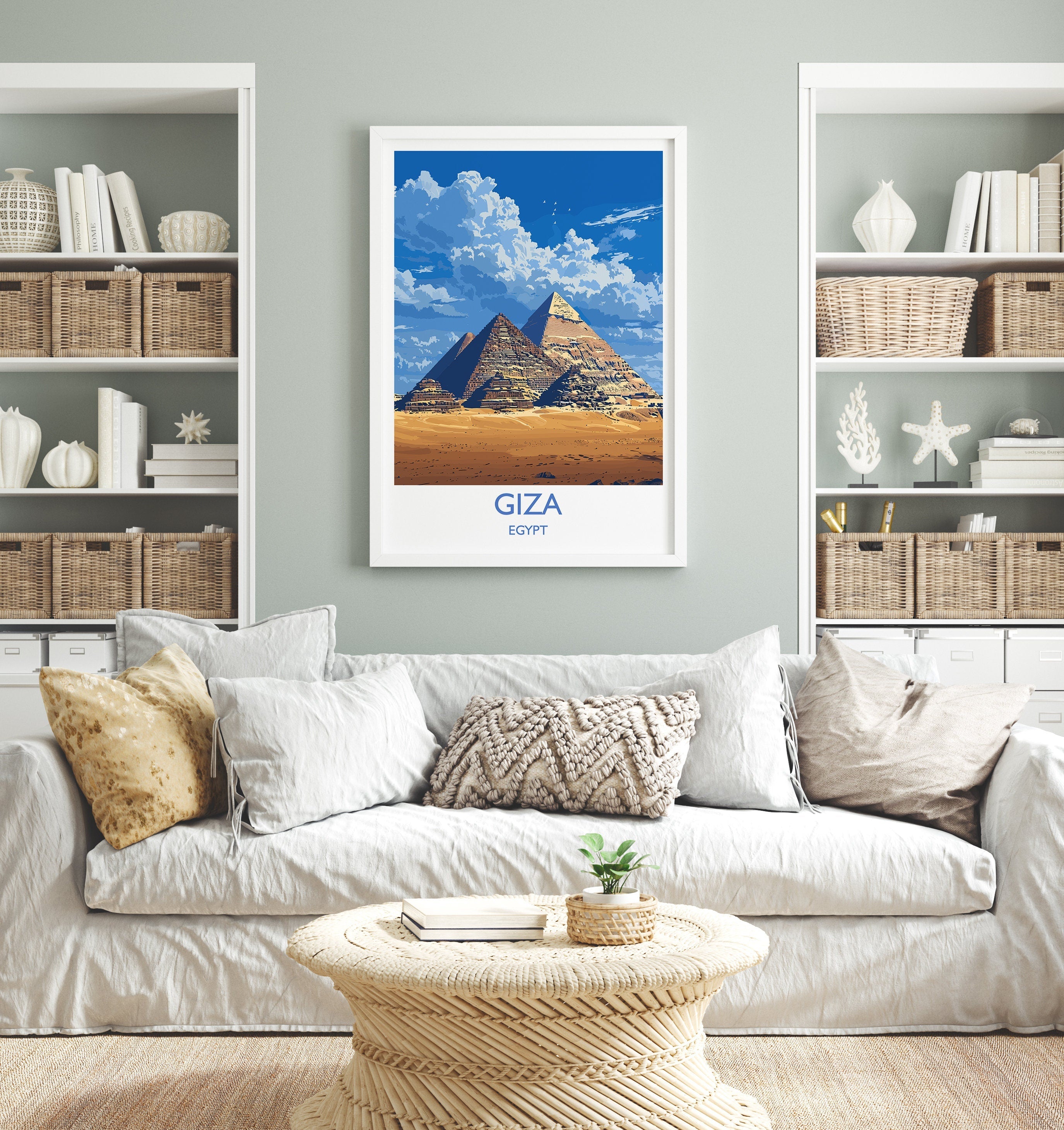 Giza Travel Print, Travel Poster of Giza, Egypt Art Lovers Gift, Giza Pyramids Wall Art NQ Media Designs