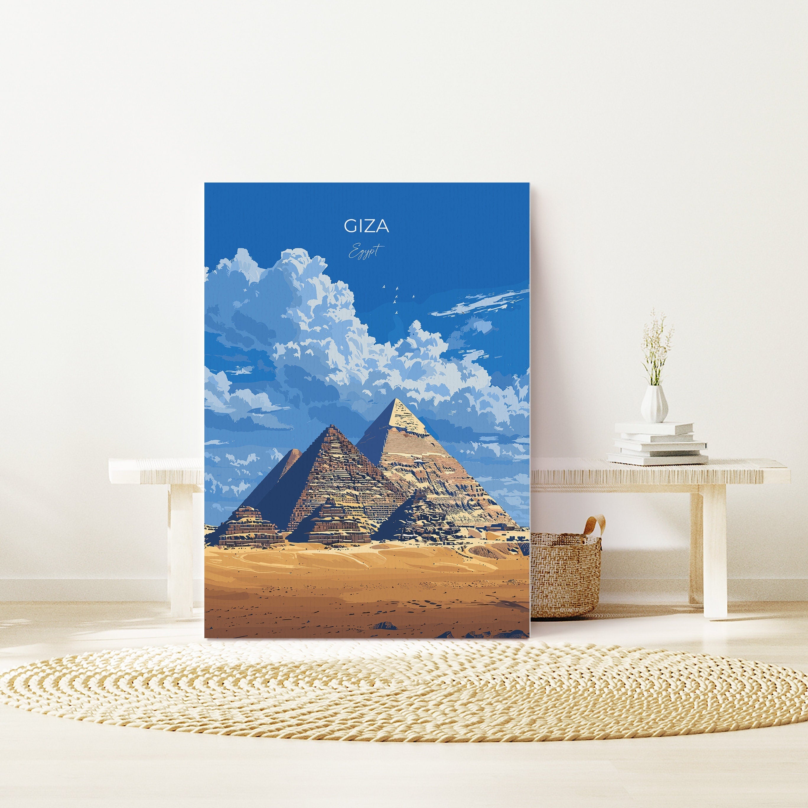 Giza Travel Poster, Travel Print of Giza, Egypt Art Lovers Gift, Giza Pyramids Wall Art NQ Media Designs