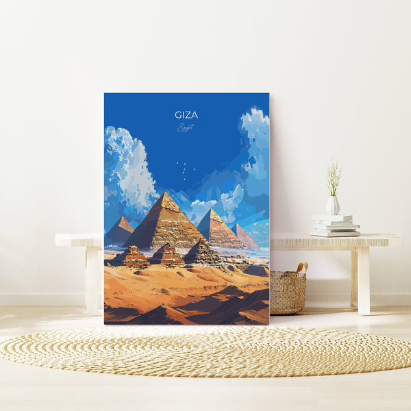 Giza Travel Poster, Travel Print of Giza, Egypt Art Lovers Gift, Giza Pyramids Wall Art