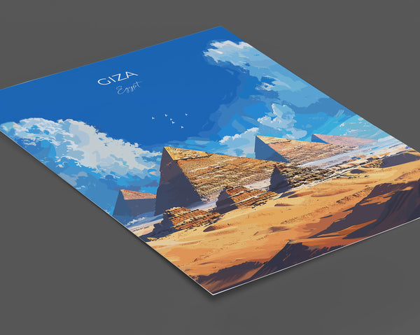 Giza Travel Poster, Travel Print of Giza, Egypt Art Lovers Gift, Giza Pyramids Wall Art