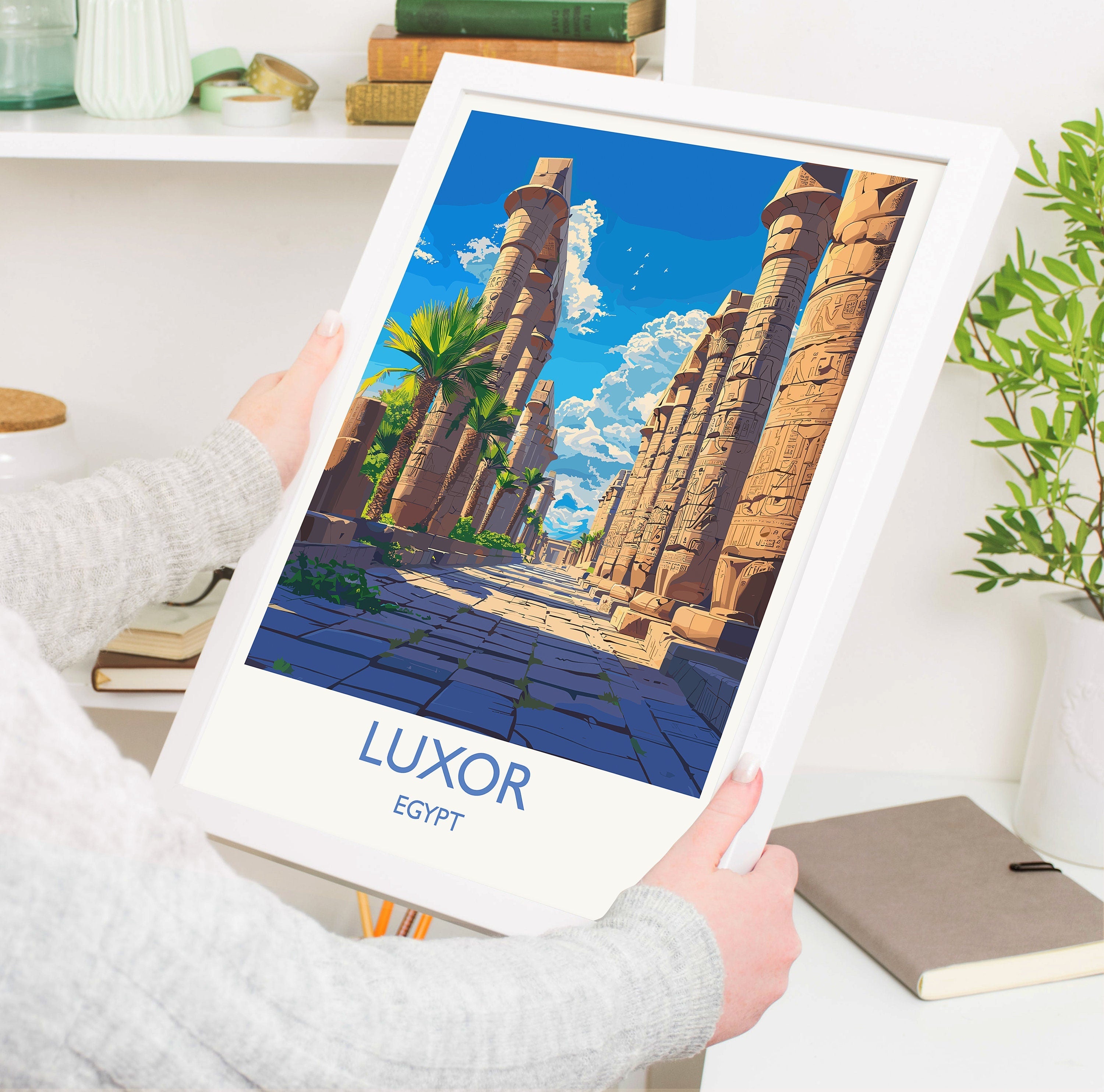 Luxor Travel Print, Travel Poster of Luxor, Egypt Art Lovers Gift, Luxor Wall Art NQ Media Designs