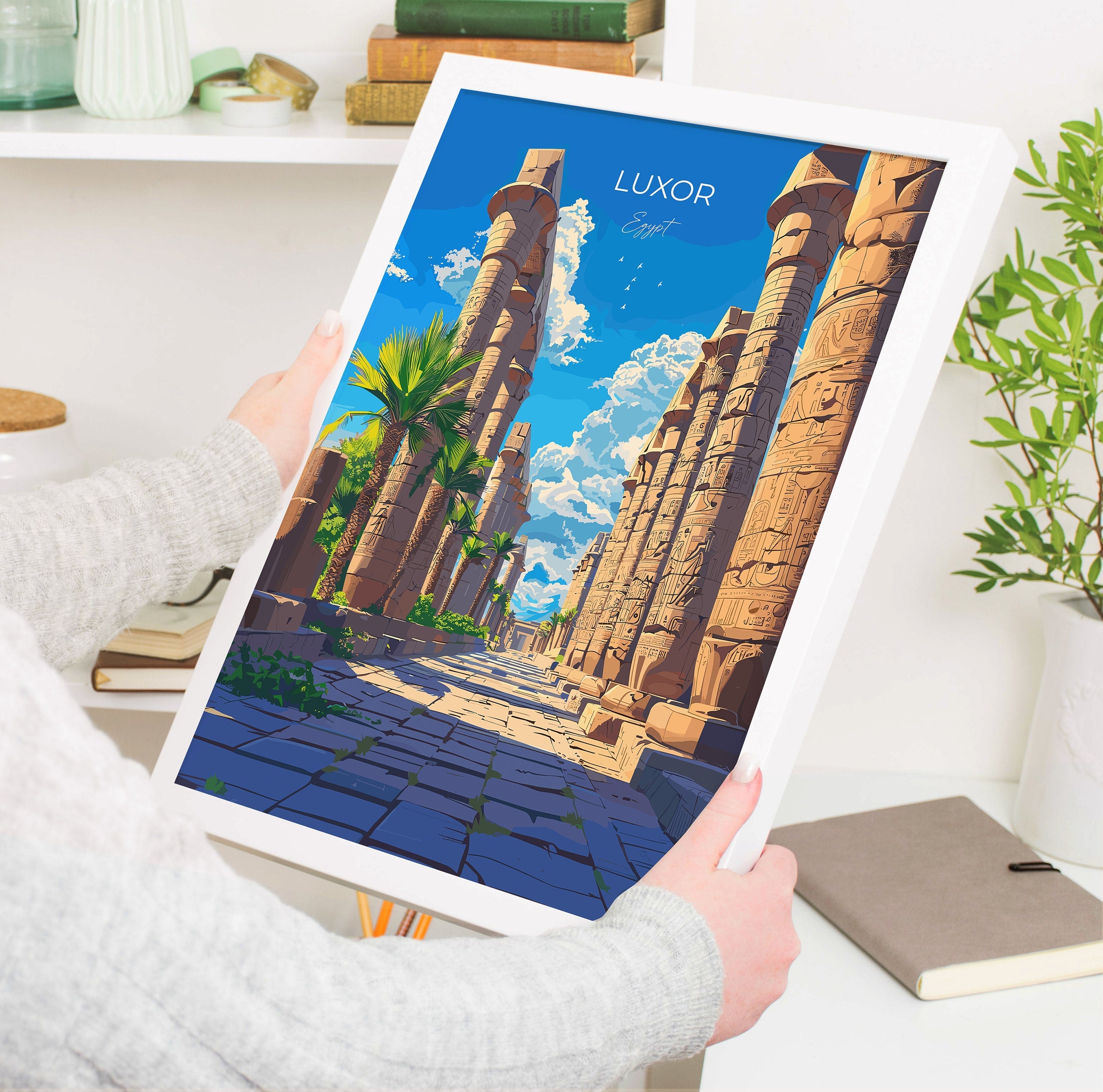 Luxor Travel Poster, Travel Print of Luxor, Egypt Art Lovers Gift, Luxor Wall Art NQ Media Designs