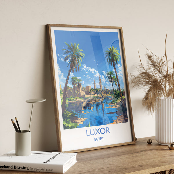 Luxor Travel Print, Travel Poster of Luxor, Egypt Art Lovers Gift, Luxor Wall Art