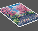 Greenwich Park Travel Poster Wall Art, Travel Print of Greenwich Park, Spring Blossom, Greenwich Park Art Gift, London Art Lovers Gift NQ Media Designs