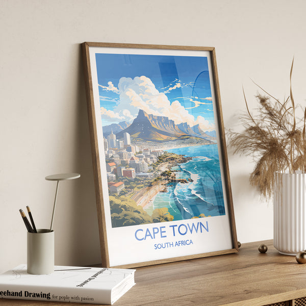 Cape Town Travel Print, Travel Poster of Cape Town,Cape Town Art Lovers Gift, South Africa Gift, Wall Art Print
