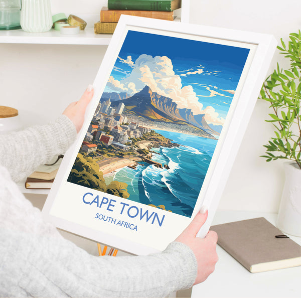 Cape Town Travel Print, Travel Poster of Cape Town,Cape Town Art Lovers Gift, South Africa Gift, Wall Art Print