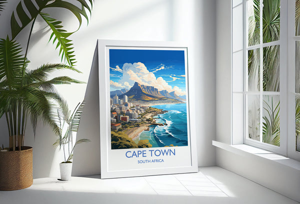 Cape Town Travel Print, Travel Poster of Cape Town,Cape Town Art Lovers Gift, South Africa Gift, Wall Art Print