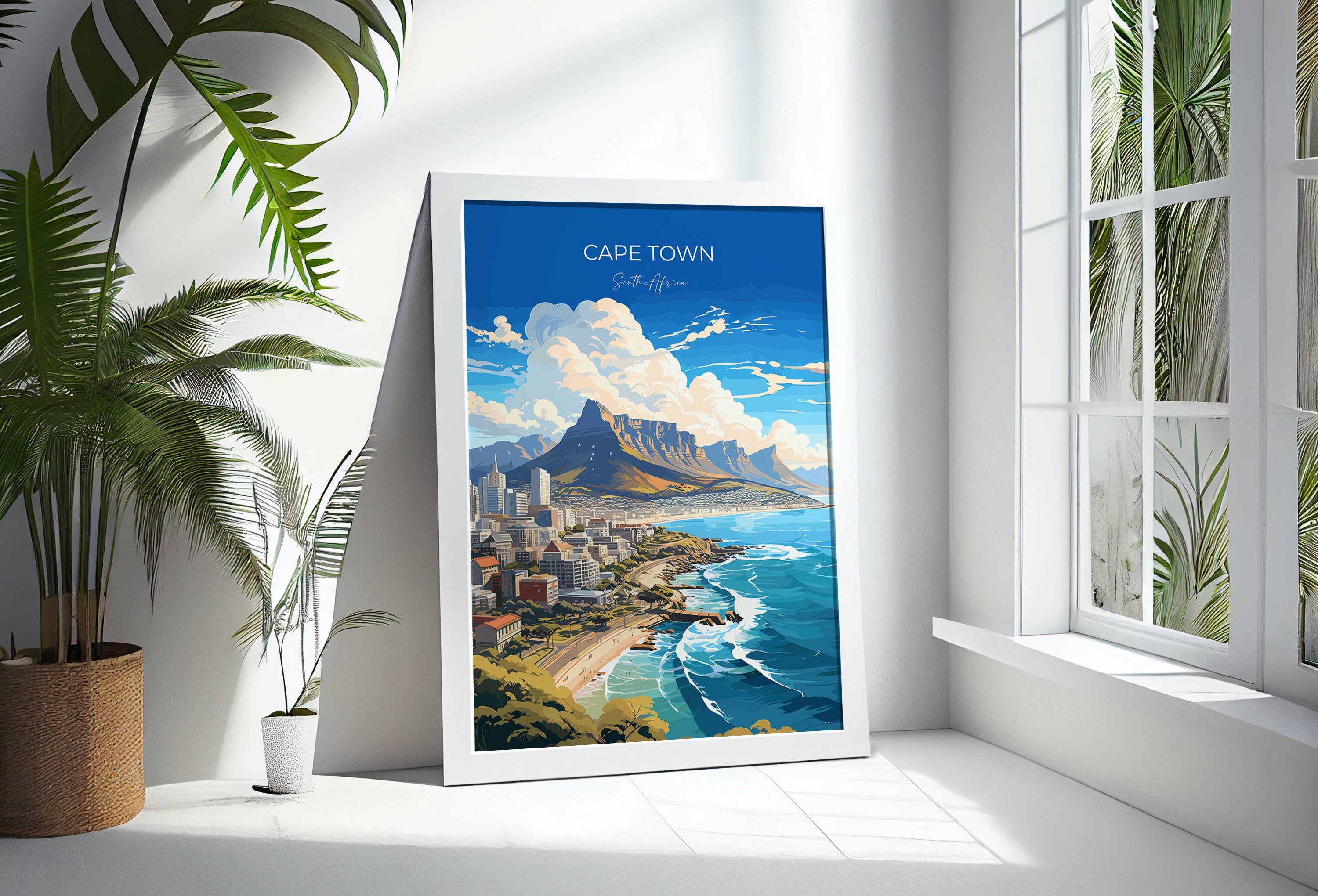 Cape Town Travel Poster, Travel Print of Cape Town,Cape Town Art Lovers Gift, South Africa Gift, Wall Art Print NQ Media Designs