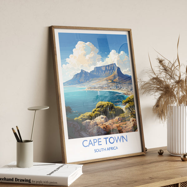 Cape Town Travel Print, Travel Poster of Cape Town,Cape Town Art Lovers Gift, South Africa Gift, Wall Art Print