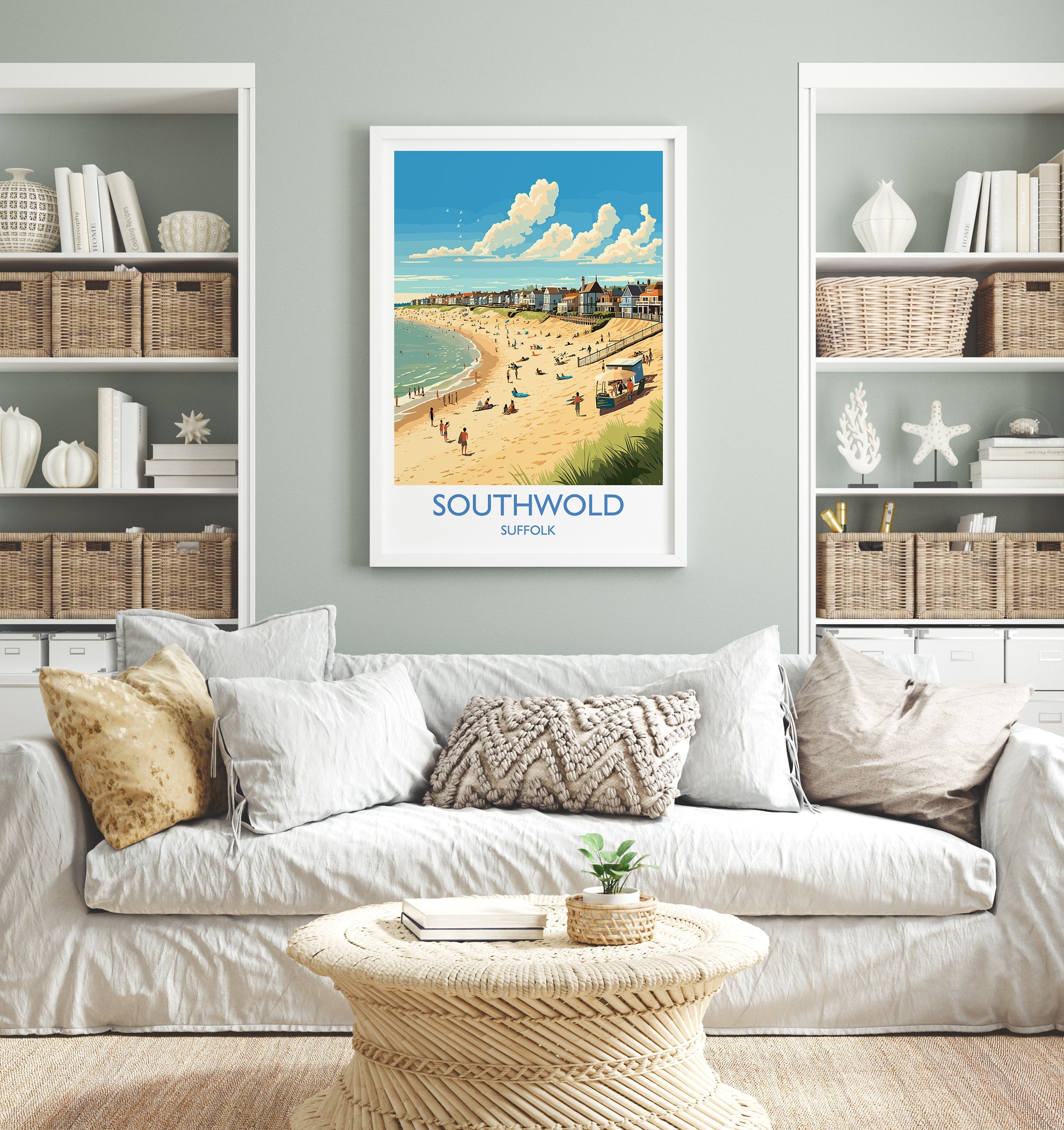 Southwold Travel Print, Travel Poster of Southwold , Southwold Art Lovers Gift, Suffolk Coast Wall Art NQ Media Designs