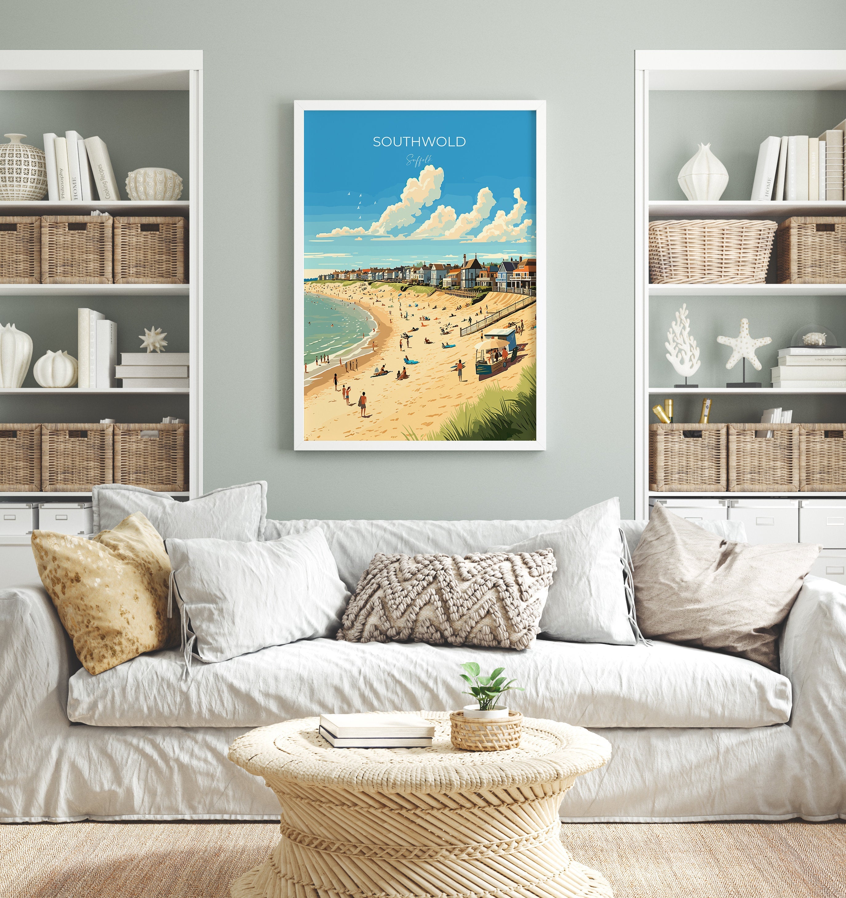 Southwold Travel Poster, Travel Print of Southwold, Southwold Art Lovers Gift, Suffolk Coast Wall Art NQ Media Designs