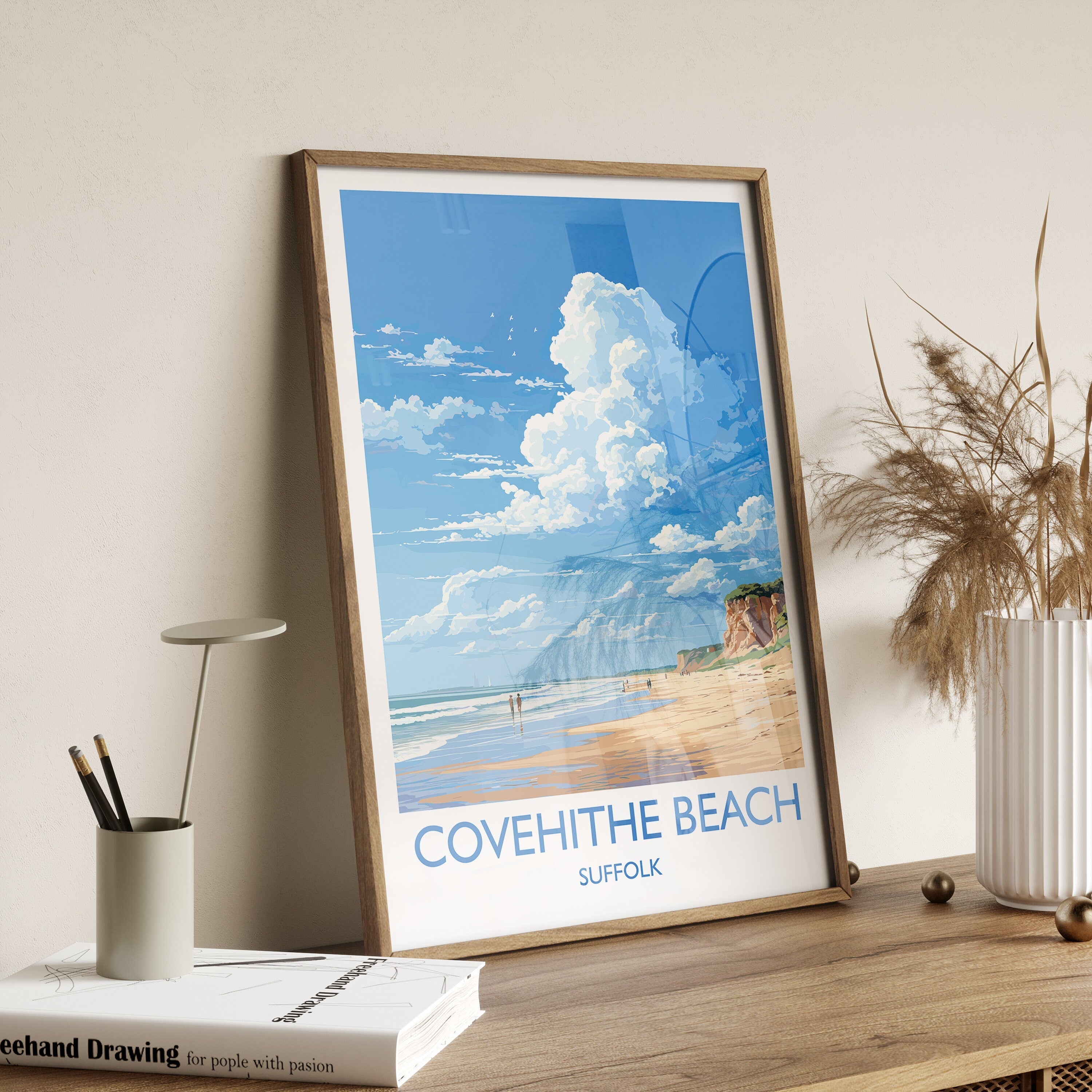 Covehithe Beach Travel Print, Travel Poster of Covehithe Beach,Covehithe Beach Art Lovers Gift, Suffolk Coast Wall Art NQ Media Designs