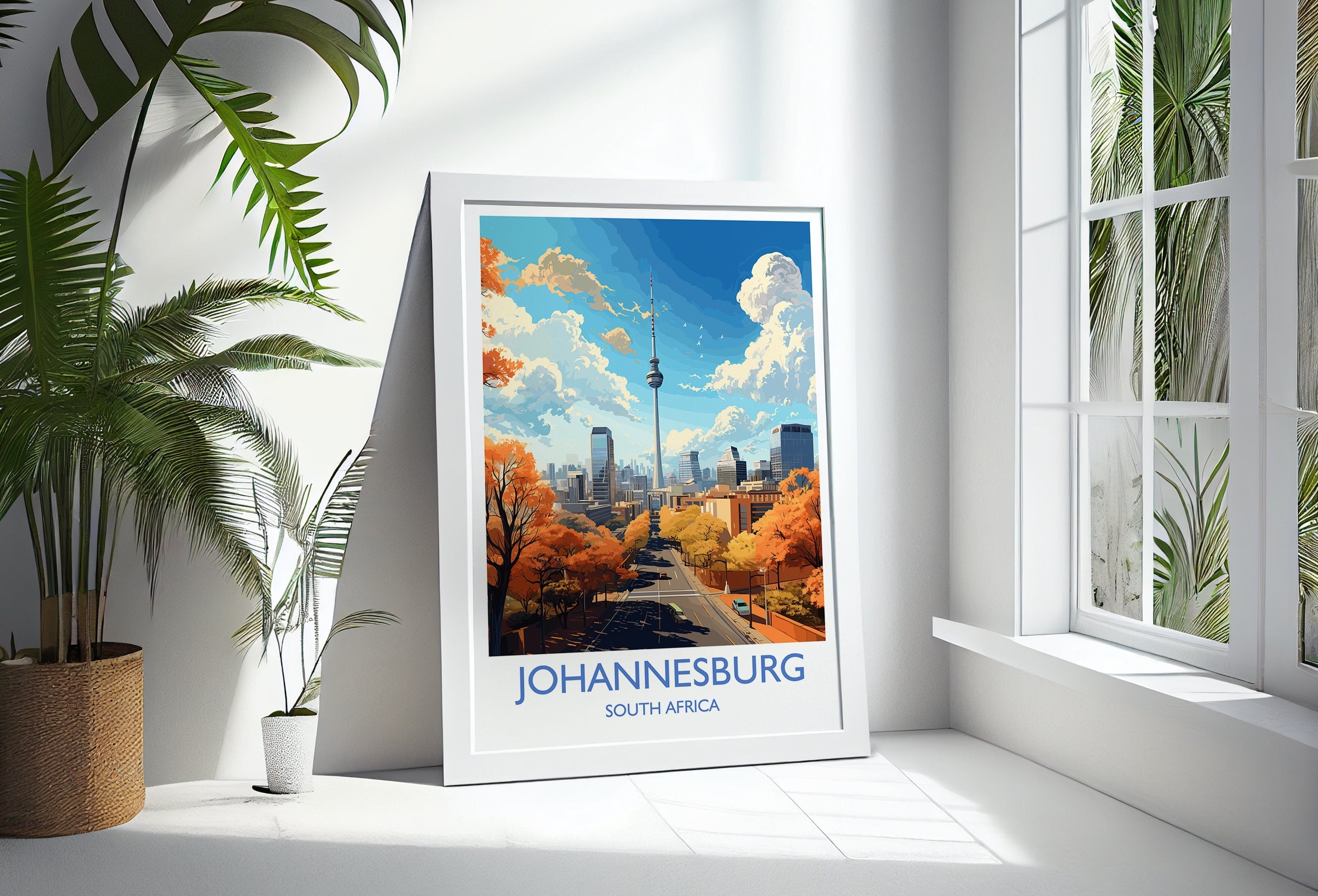 Johannesburg Travel Print, Travel Poster of Johannesburg, Johannesburg Art Lovers Gift, South Africa Gift, Wall Art Print NQ Media Designs