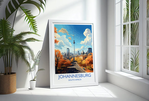 Johannesburg Travel Print, Travel Poster of Johannesburg, Johannesburg Art Lovers Gift, South Africa Gift, Wall Art Print