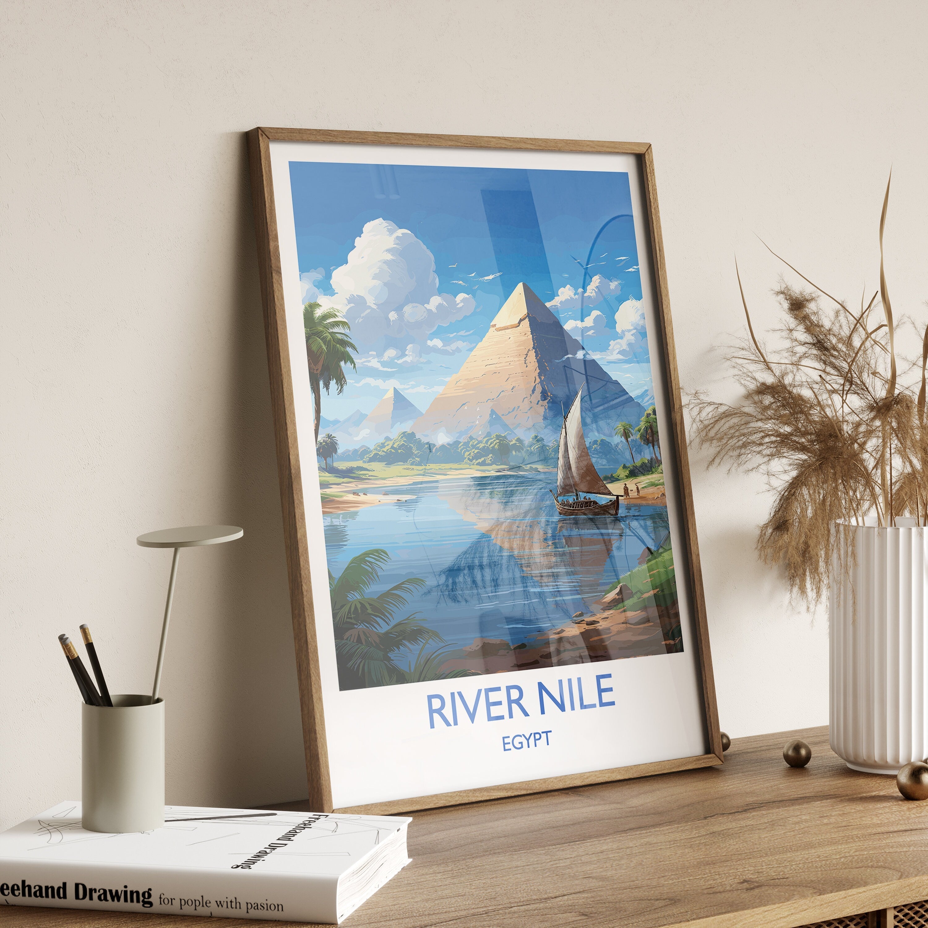 River Nile Travel Print, Travel Poster of River Nile, Egypt Art Lovers Gift, River Nile Wall Art NQ Media Designs
