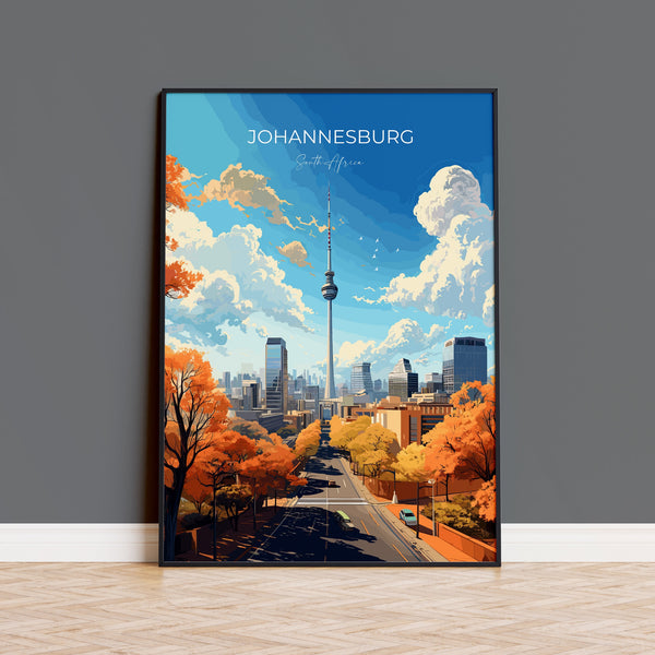 Johannesburg Travel Poster, Travel Print of Johannesburg, Johannesburg Art Lovers Gift, South Africa Gift, Wall Art Print
