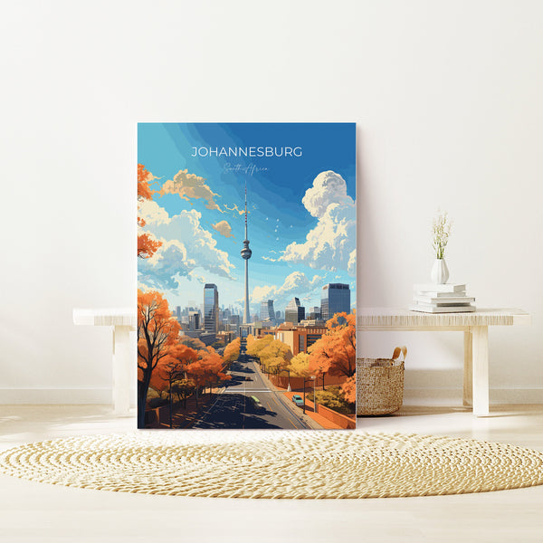Johannesburg Travel Poster, Travel Print of Johannesburg, Johannesburg Art Lovers Gift, South Africa Gift, Wall Art Print
