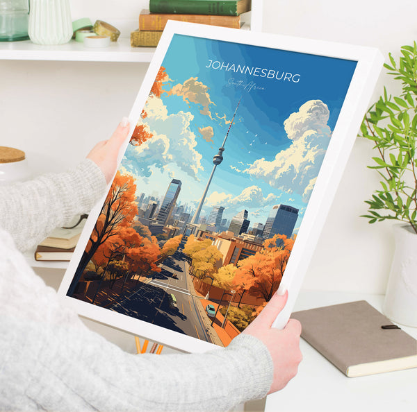 Johannesburg Travel Poster, Travel Print of Johannesburg, Johannesburg Art Lovers Gift, South Africa Gift, Wall Art Print